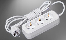 Удлинитель 3 розетки 10м 10А с заземлением, ПВС 3 х 0,75, 2200Вт, в пакете Веллконт У10/16-564