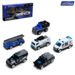Машины металлические набор  6шт. Полиция, в коробке Автоград 7779117