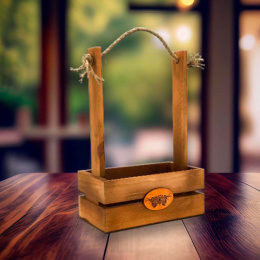 Ящик декоративный деревянный сосна окрашенный 20х12х9см с медальоном и шпагатом Мокко ДомВуд С60/Д60