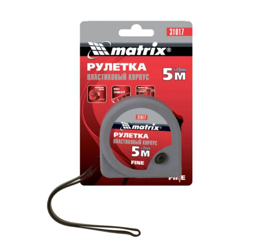 Рулетка  5м х 19мм пластиковый корпус, Fine Matrix 31017