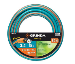 Шланг поливочный ПВХ армированный PROLine Expert 5 3/4" (19мм) 15м, 5-ти слойный, голубой Grinda 429007-3/4-15