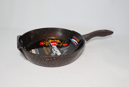 Сковорода алюминиевая литая с антиприг. мраморным покрытием Алтай d-22см без крышки с пластик. ручкой Гардарика 1222-07