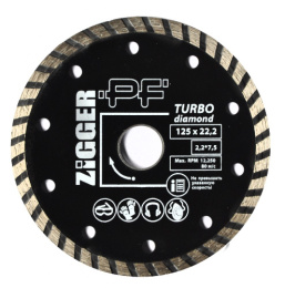 Диск алмазный  "ZIGGER PF" 125х22,2х2,2х7,5 TURBO*** 10-04-41***