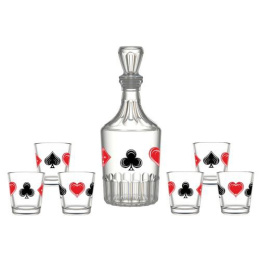 Набор стеклянный  7 предметов (графин - штоф + 6 стопок) Игрок, в п/у Декостек 1230-Д