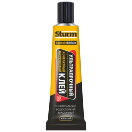 Клей контактный "STURM" УЛЬТРАПРОЧНЫЙ, желтый, 30мл, в шоу-боксе, 10 шт 08-18-08