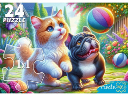 Пазлы   24 элемента Макси Кот и щенок с мячом УК24-0210