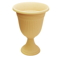 Вазон для цветов пластиковый Ливия высокий на ножке 12,6л d-35см h-43см белая глина Idea М3203