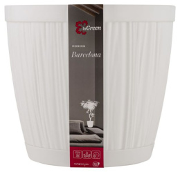 Горшок для цветов пластиковый Barcelona с поддоном 9,6л 27х27х24,3см белый InGreen IG623210006