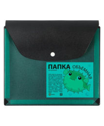 Папка с кнопкой А5 0.18 с расширением, черная / прозрачная зеленая 2915-107/139