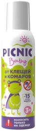 Аэрозоль от клещей, комаров 125мл Baby, от 3-х лет, 15 суток защиты Picnic 01-001