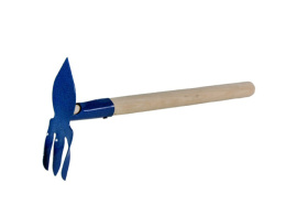 Мотыжка комбинированная 3 зуба + лепесток деревянная ручка МКП-3-2