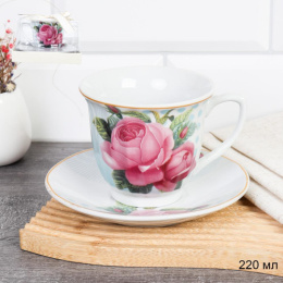 Набор чайный фарфоровый  2 предмета 220мл Роза, в п/у PV-6398/700998