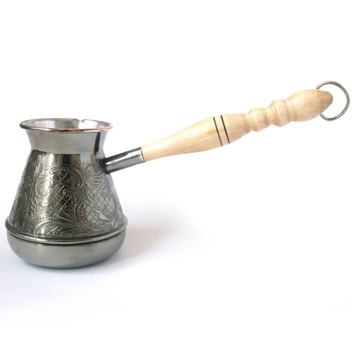 Турка медная 0,38л деревянная ручка Барокко