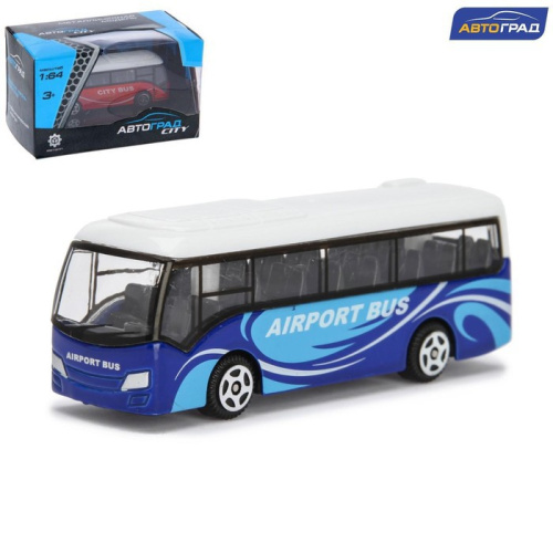 Автобус металлический Междугородний, 1:64 11х6,5х6,5см, синий, в коробке Автоград SL-2515/7054531