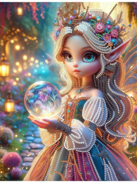 Алмазная мозаика на подрамнике 23х30см Куколка Волшебница (с частичным заполнением) НД-2003