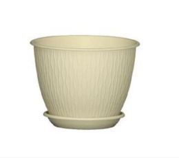 Горшок для цветов пластиковый Корсика с поддоном 2,4л d-19см h-14,5см ваниль 5plast 5PL0654