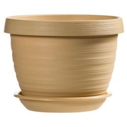 Горшок для цветов пластиковый Толедо с поддоном  7,0л d-27см h-21см крем 5plast 5PL0480