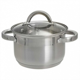 Кастрюля из нержавеющей стали  2,2л 160мм стеклянная крышка, Standart Webber BE-110/2