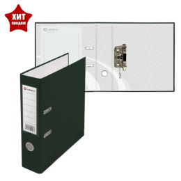 Папка-регистратор 80мм ПВХ метал. окантовка, карман, собранный, зеленый 128/73307, LAMARK600