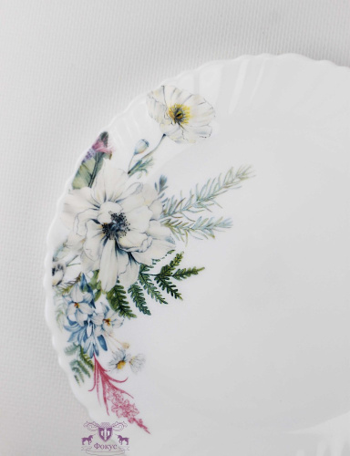 Тарелка стеклокерамическая мелкая 190мм Цветы Фокус 7327-твч7,5