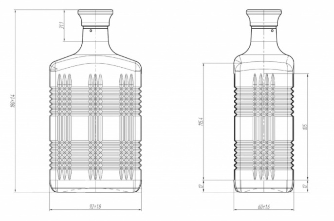 Графин - штоф стеклянный  500мл Скотч Декостек 1164