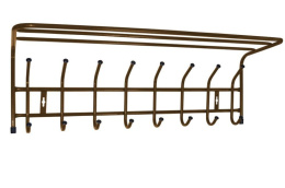 Вешалка настенная металлическая с полкой 8 крючков 80х26,5х24см, медный антик Nika ВП8М/А