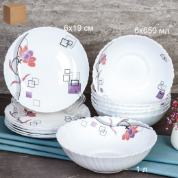 Набор столовый стеклокерамический 13 предметов Абстракция геометрия, в картон/к White Lily GRAY-13/7578 (6834)/727819