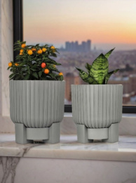 Горшок для цветов пластиковый Торин со съемным поддоном 9,5л d-25см серый муссон 5plast 5PL0792