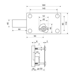 Замок накладной Аллюр ЗНЦ крестовидный ключ Аллюр 42673