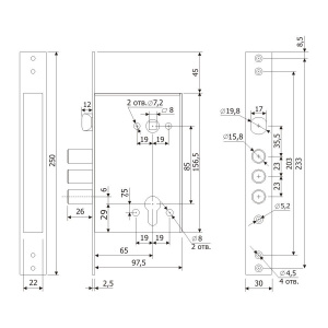 Замок врезной Гардиан-3211 Гардиан 1461