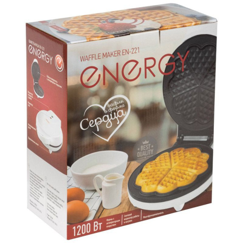 Вафельница электрическая EN-221, венская вафля, белый Energy 152307