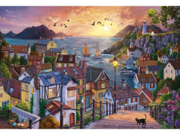 Алмазная мозаика на подрамнике 40х50см Прибрежный город на закате НД-8601