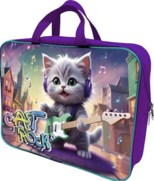 Папка-портфель детский А4 Lamark Кошачий рок, на молнии, с ручками 128/708886391