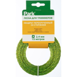 Леска для триммера квадратная перекрученная со стержнем 2,4мм, 15м, на подвесе Park 990621