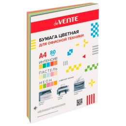 Бумага А4 Devente неон/пастель 10 цветов 80г 30 листов 2072421