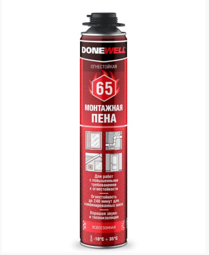 Пена полиуретан. монтажная проф. всесезон. DONEWELL65 огнестойкая DPPF10U65в