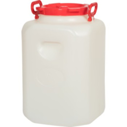 Бочка  50л пластиковая пищевая квадратная, горловина d-21,5см с навесными ручками белая Радиан