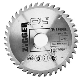 Пила дисковая по дереву "ZIGGER PF"160х30х40 с тв.спл.пласт.*** 10-04-29***