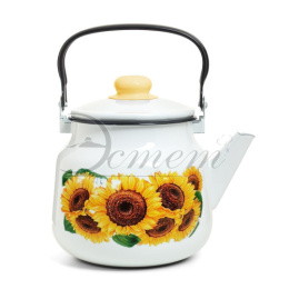 Чайник эмалированный 3,5л с подвижной металл. ручкой с декором Подсолнухи Эстет ЭТ-75206