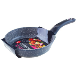 Сковорода алюминиевая литая с антиприг. мраморным покрытием Мрамор d-20см без крышки с пластик. ручкой Традиция ТМ2201