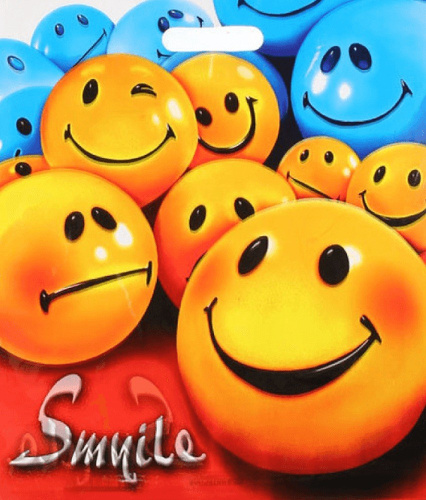 Пакет подарочный ПВД 40х47см 45мкм Смайлики ПВ4047СМ