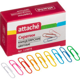 Скрепки 28мм 100шт. Attache, с полимерным покрытием, цветные 115673