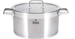 Кастрюля из нержавеющей стали  3,7л 200мм стеклянная крышка, Виктория Rashel R-370w