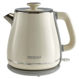 Чайник электрический 1,8л 2200Вт, нержавеющая сталь, пластик, диск, белый Delta lux DE-1019