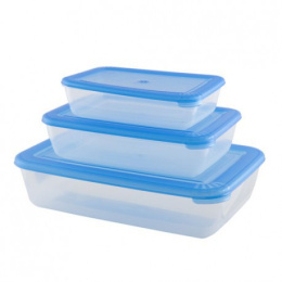 Контейнеры для СВЧ пластиковые набор 3шт. прямоугольные 0,45л, 0,9л, 1,9л Лайт Полимербыт С555