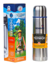 Термос  0,75л нержавеющая колба узкое горло с глухой пробкой, в подарочной коробке Penguin BK-47