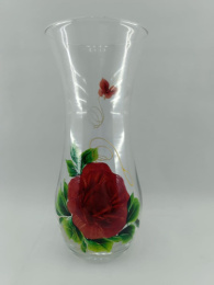 Ваза для цветов стеклянная клеш h-26см d-12см Flora бутон роспись, в п/у Красота стекла 089/71