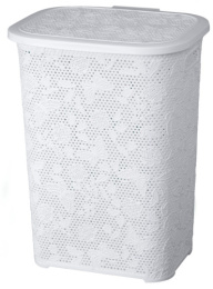 Корзина для белья пластиковая прямоугольная 60л 44х37х59см Бабочки, белый Ар-Пласт 16032