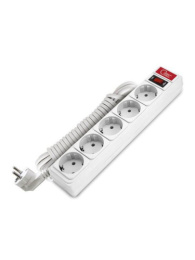 Фильтр сетевой 5 розеток  5,0м 10А с заземлением, ПВС 3 х 0,75, 2200Вт, белый Союз 1327