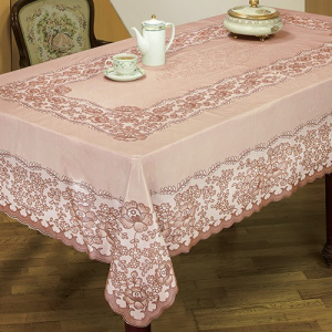 Скатерть виниловая прямоугольная 137х180см, бежевый Embossed С627